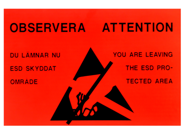 Varselskilt Esd Rødt 200X300mm Selvkleb Ende Norsk/Eng
